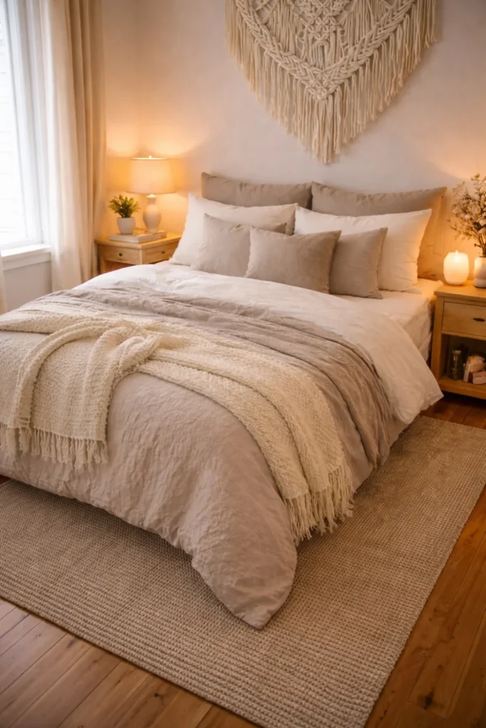 Area rug in small bedroom apartment