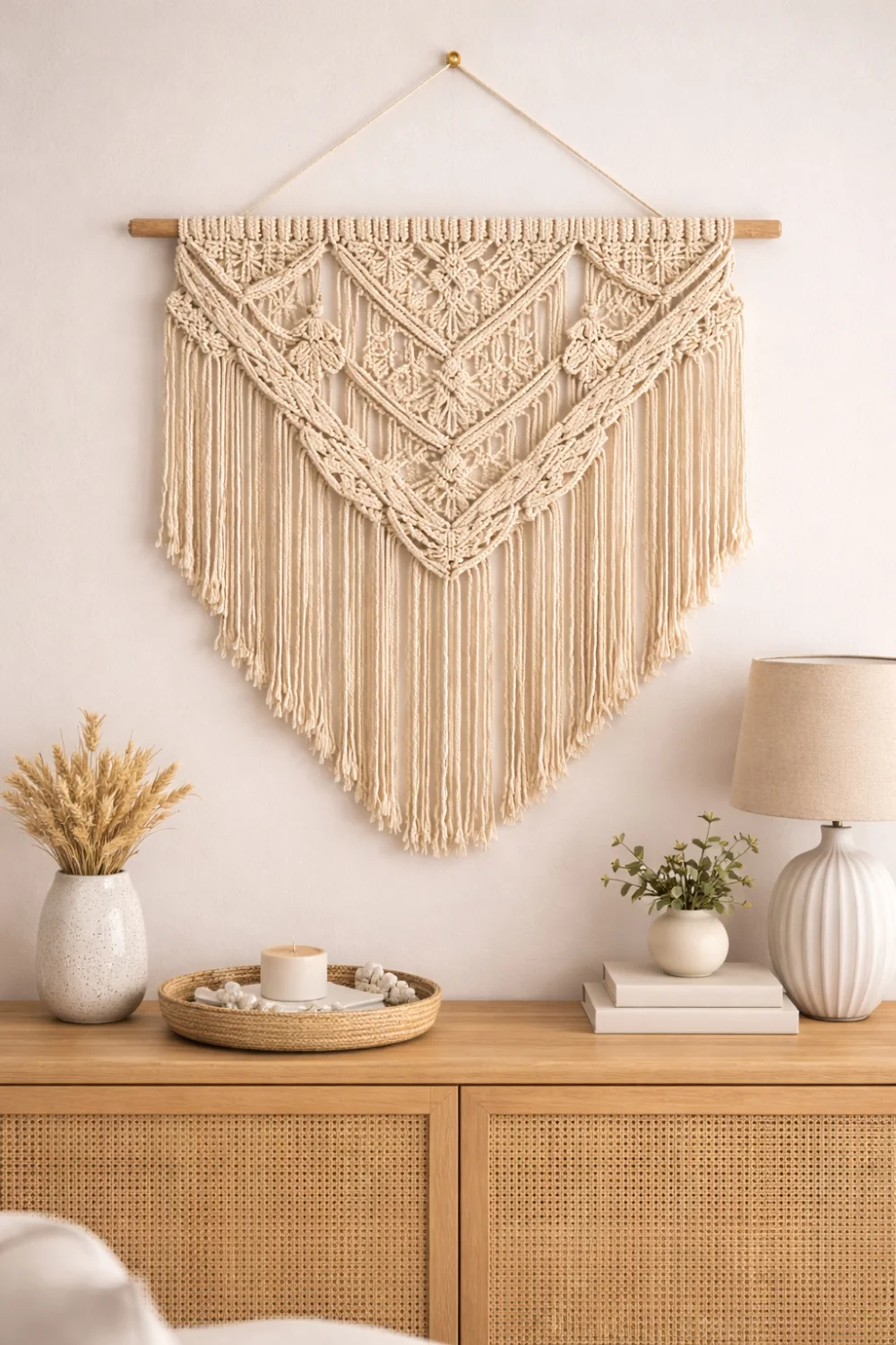 Boho macrame wall hanging living room