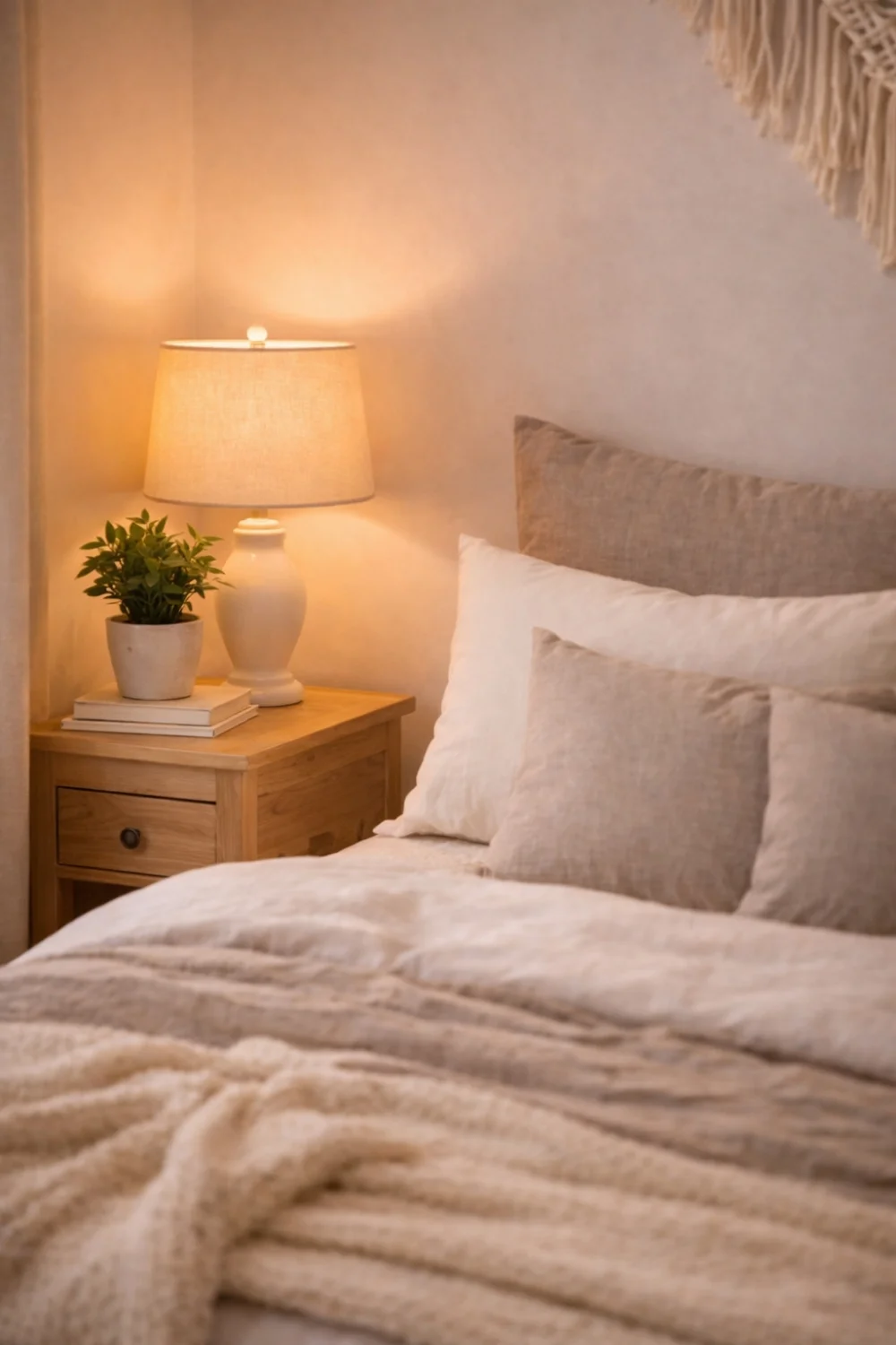 Plant decor in rental bedroom