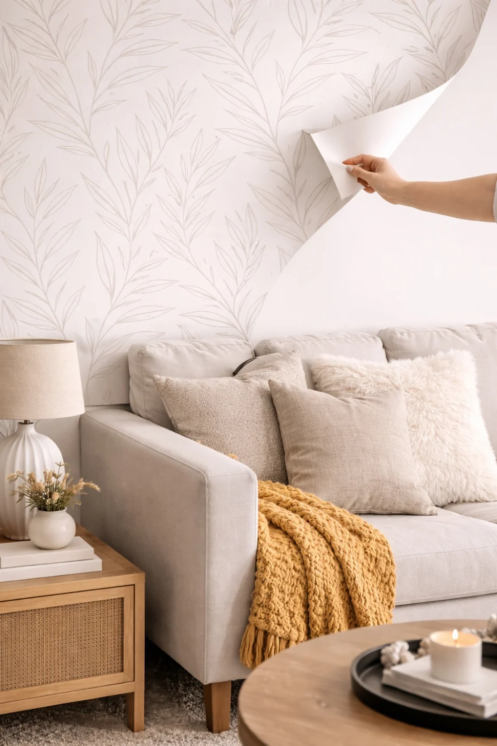 Removable peel and stick wallpaper accent wall