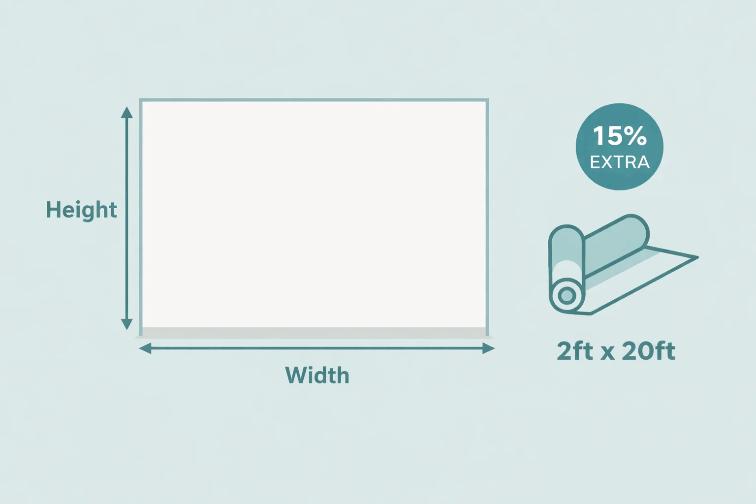 Measurement guide for calculating how many rolls of peel and stick wallpaper a renter needs for an accent wall.
