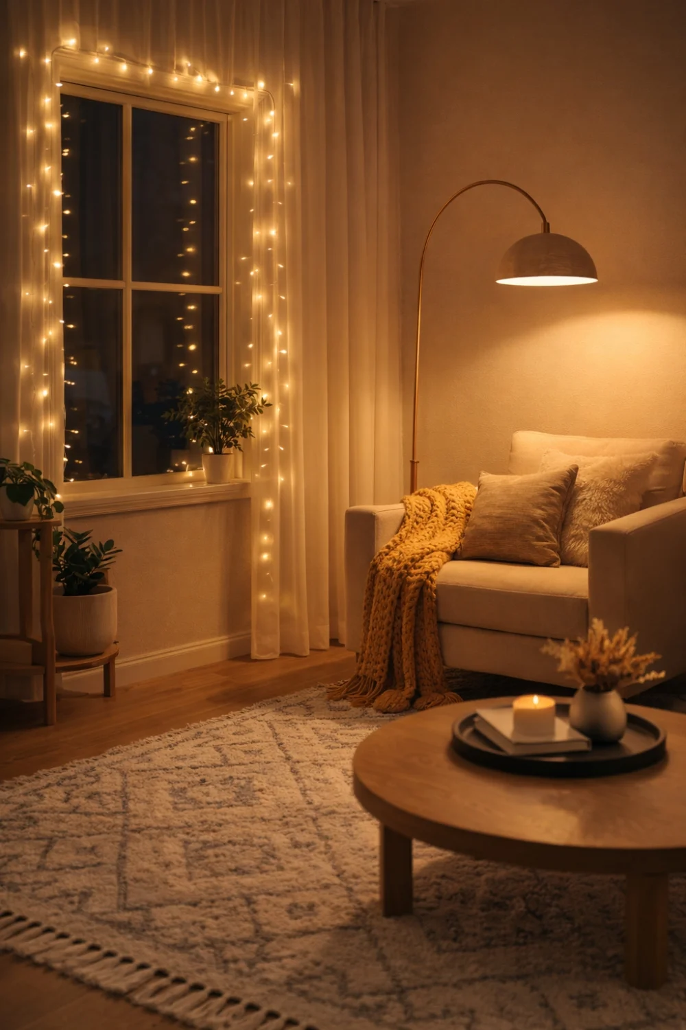 Warm ambient lighting living room floor lamps