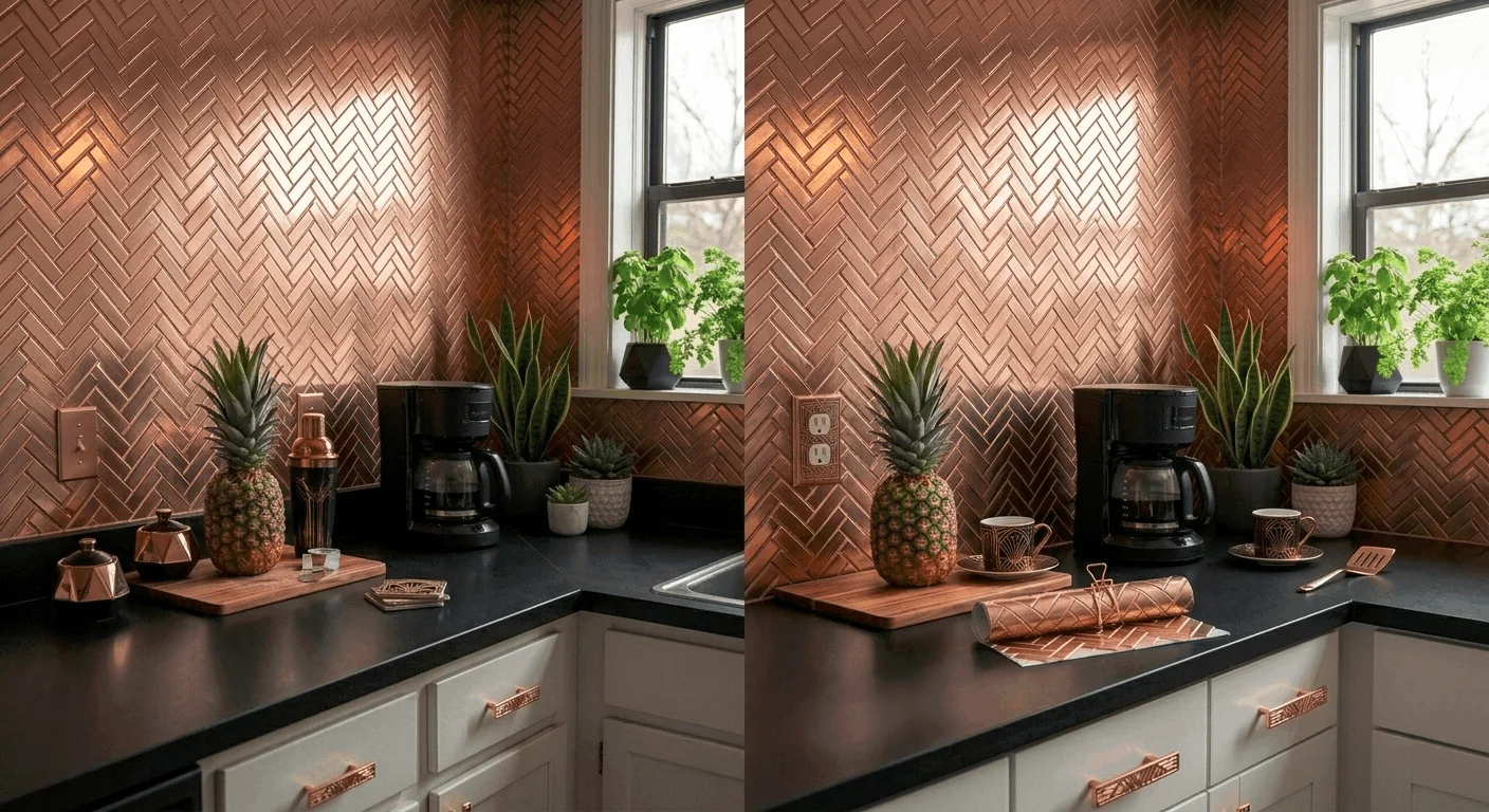 Metallic peel-and-stick backsplash ideas with renter friendly peel and stick tiles for statement apartment peel and stick backsplash USA.