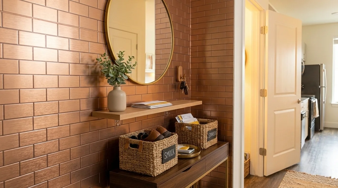 Renter friendly console table setups for narrow hallways in rentals.