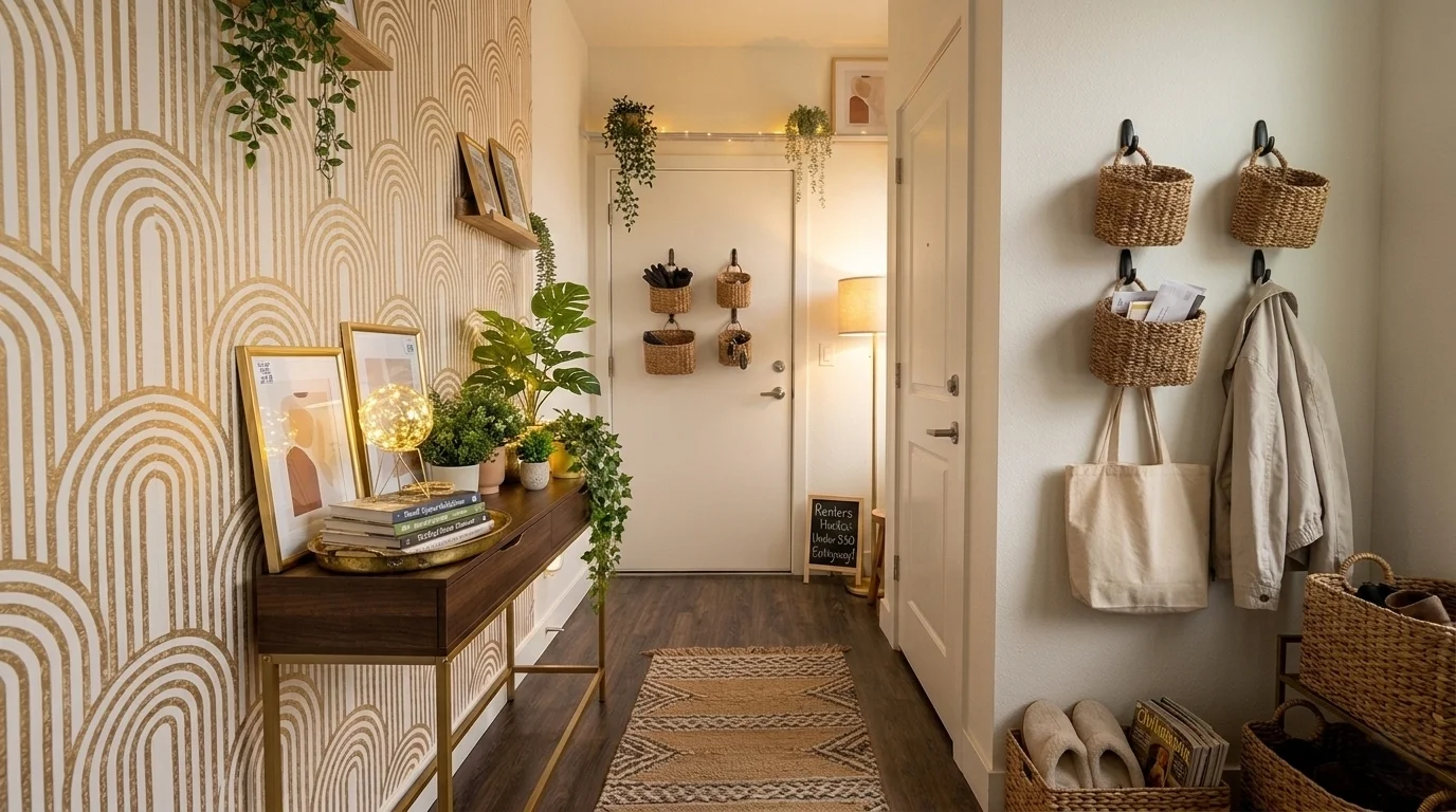 Overview of renter friendly entryway ideas transforming bland spaces without damage.